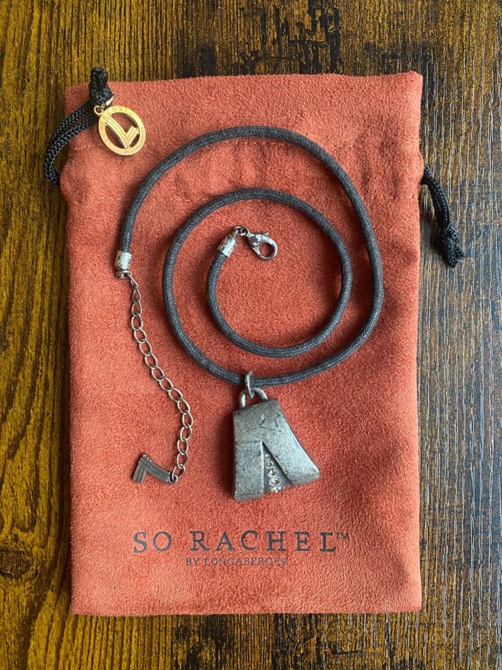 So Rachel Longaberger Trapezoid Pendant Necklace w/ Pouch & Box - Picture 3 of 14
